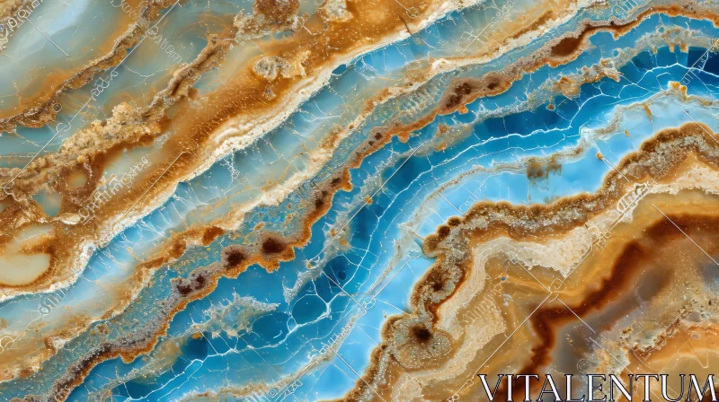 Intricate Blue and Brown Marble Surface | Polished Veins | Elegance AI Image