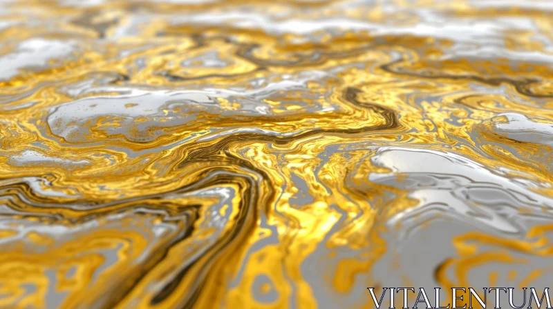 Liquid Gold and White Marble Texture | Reflective Swirl Design AI Image