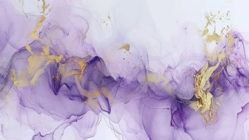 Luxurious Abstract Art in Purple and Gold
