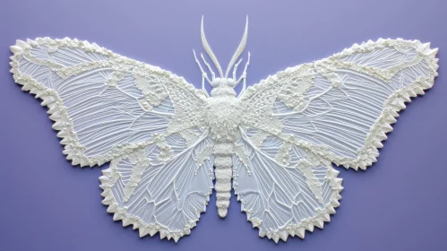 White Moth Lace Wings on Purple Background Stock Photo