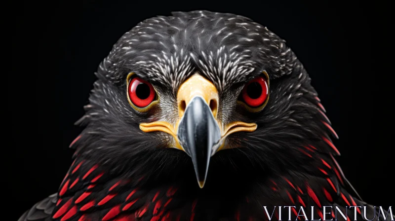 Intense Stare: Black Eagle Close-up AI Image