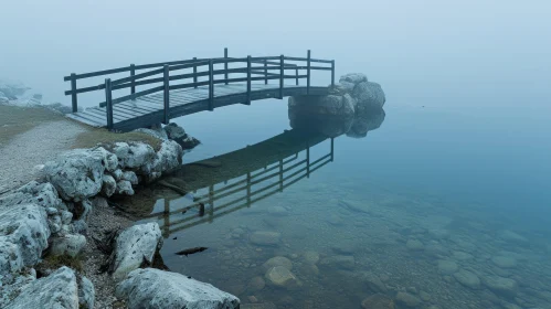 Tranquil Wooden Bridge Over Lake