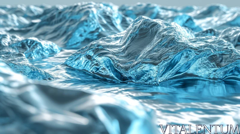 Intense 3D Sea Rendering: Dynamic Waves in Deep Blue AI Image