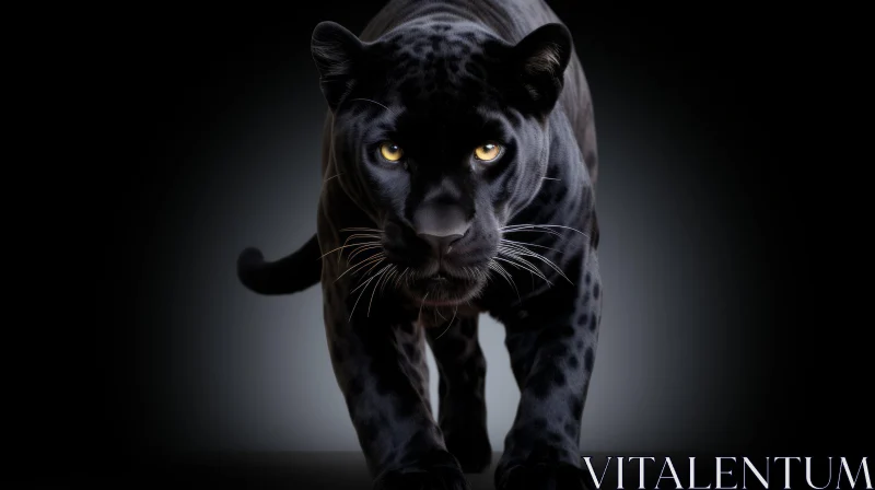 Majestic Black Panther Walking Towards Camera AI Image