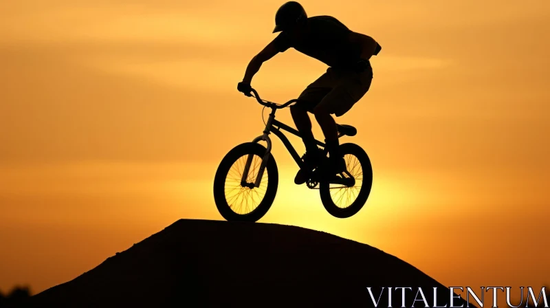 BMX Rider Sunset Jump - Action Sports Photography AI Image