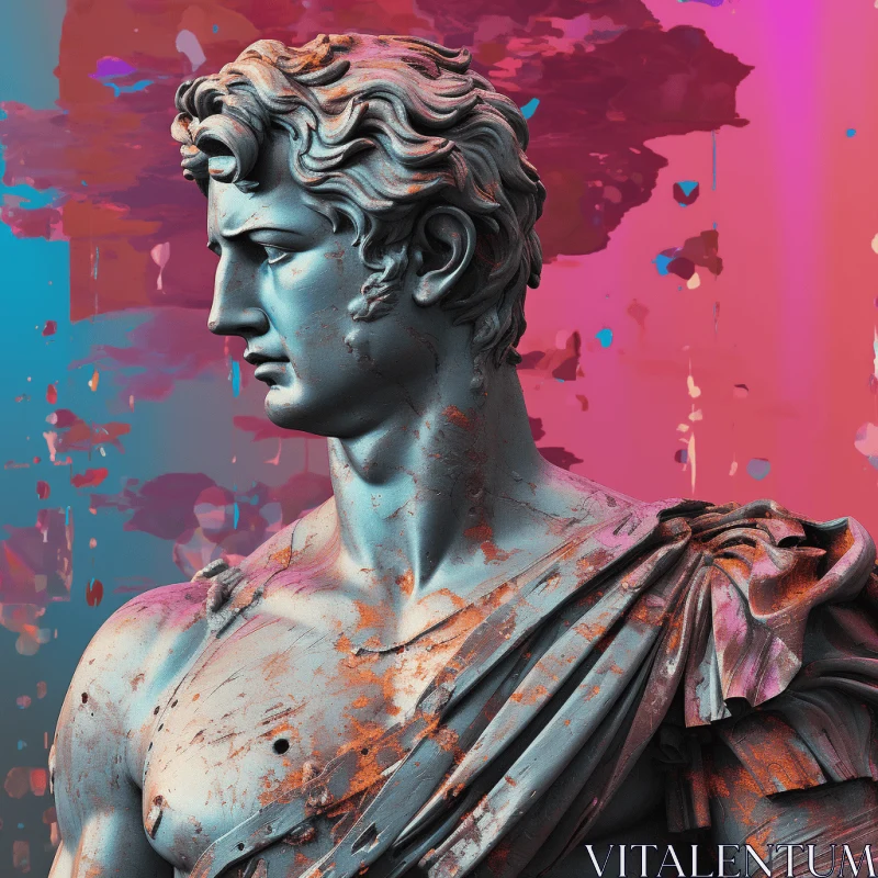 Captivating Stylized Statue on Vibrant Background AI Image