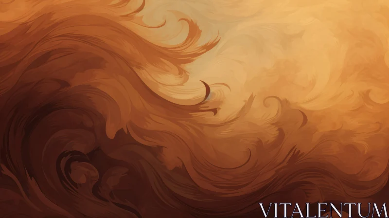 Tranquil Sepia Abstract Painting with Wavy Pattern AI Image