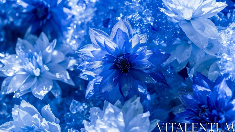 AI ART Blue and White Flowers Close-up | Delicate Petals | Dreamy Colors
