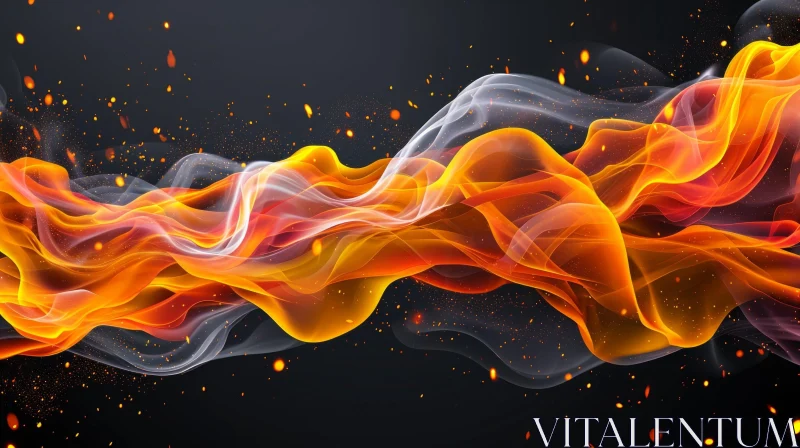 Fiery Abstract Artwork with Smoke and Glowing Particles AI Image
