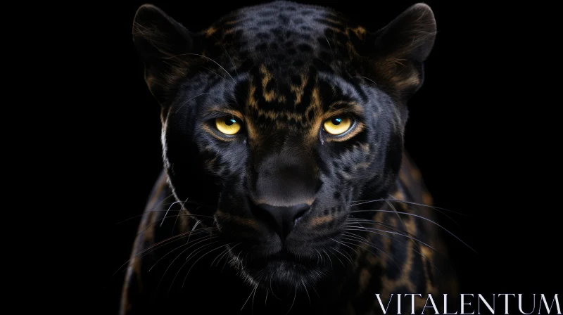 Majestic Black Panther Staring - Wildlife Photography AI Image