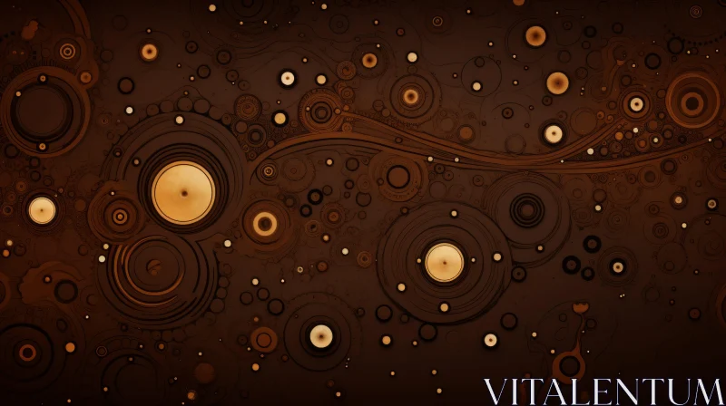 Mesmerizing Abstract Brown Circles and Waves in Sepia AI Image