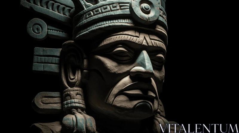 Intricate Black Sculpture of an Aztec God - Photorealistic Details AI Image