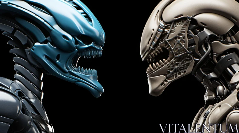 Epic Alien Creature Battle - Dark Sci-Fi Artwork AI Image