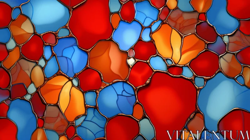 Colorful Stained Glass Window with Organic Shapes AI Image