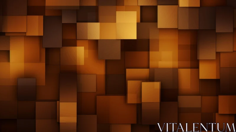 Brown and Orange Geometric Mosaic Wall - 3D Rendering AI Image