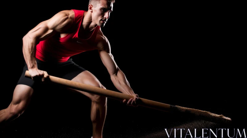 AI ART Determined Male Athlete Throwing Javelin