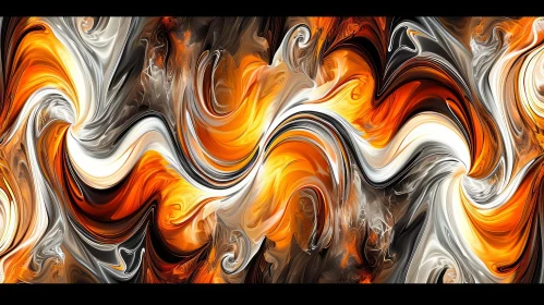 Vibrant Abstract Painting with Wavy Pattern