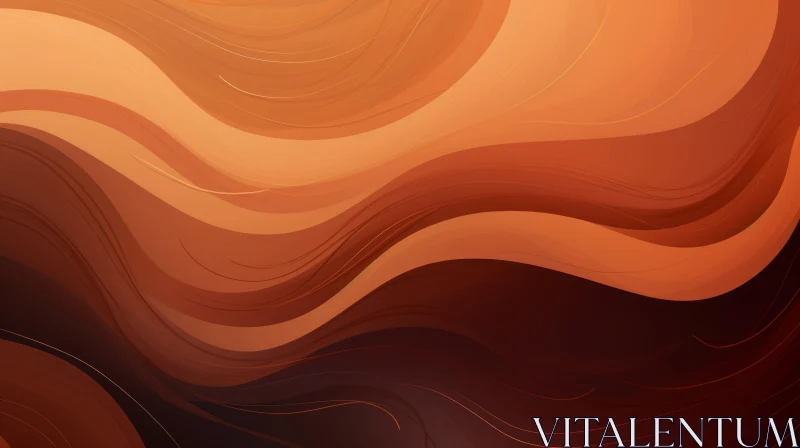 Brown and Orange Abstract Waves - Unique Artistic Background AI Image