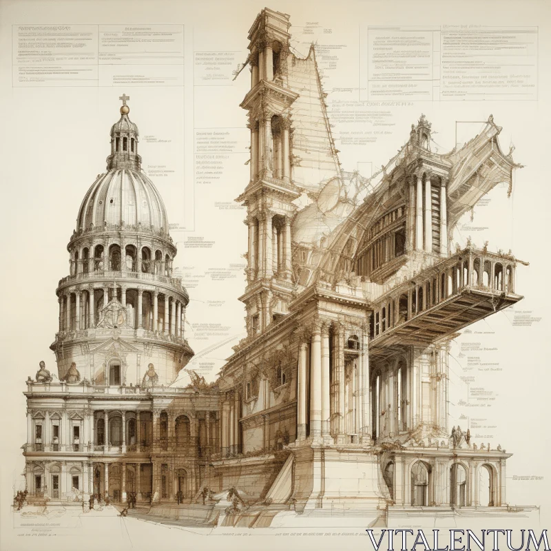 Captivating Architecture Illustration of the Capitol's Structure AI Image
