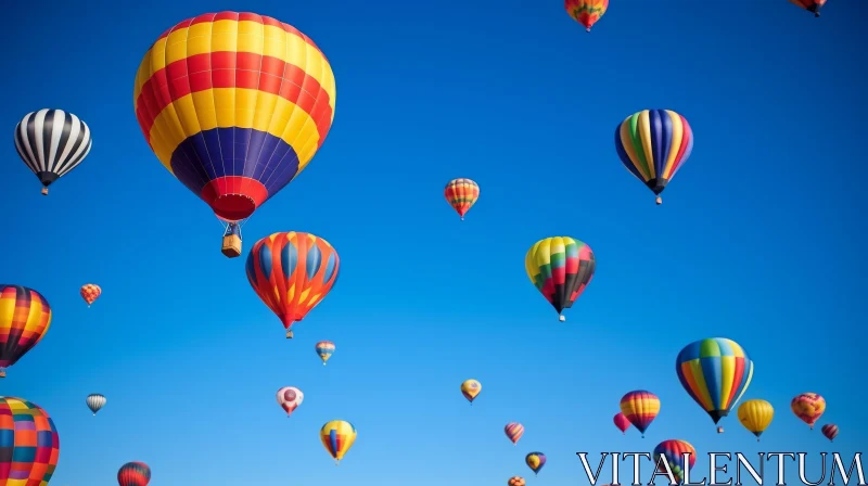 Colorful Hot Air Balloon Festival in the Blue Sky AI Image