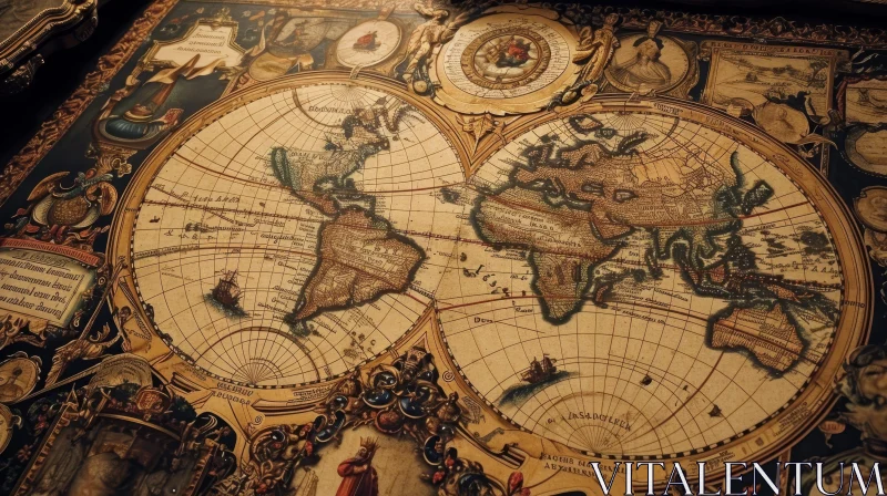 Antique World Map - Mercator Projection
