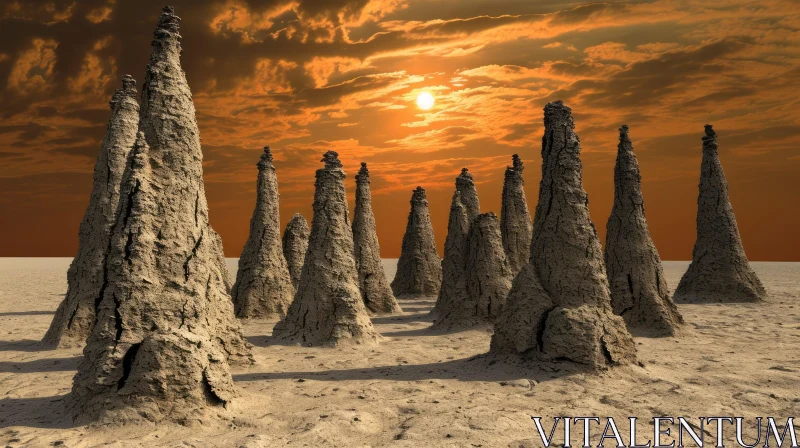 Desert Landscape with Large Hoodoos - Natural Erosion Formation AI Image