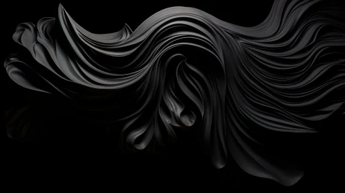 Luxurious Black Silk Cloth 3D Rendering