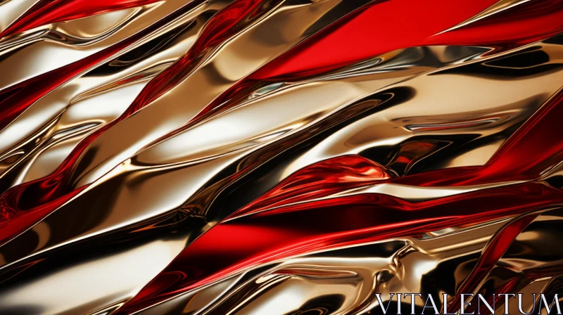 Red Gradient Wavy Metal Surface | Abstract 3D Rendering AI Image