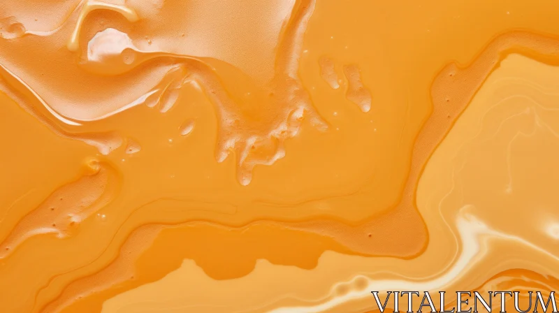 Smooth Orange Liquid with Wavy Surface and Bubbles AI Image