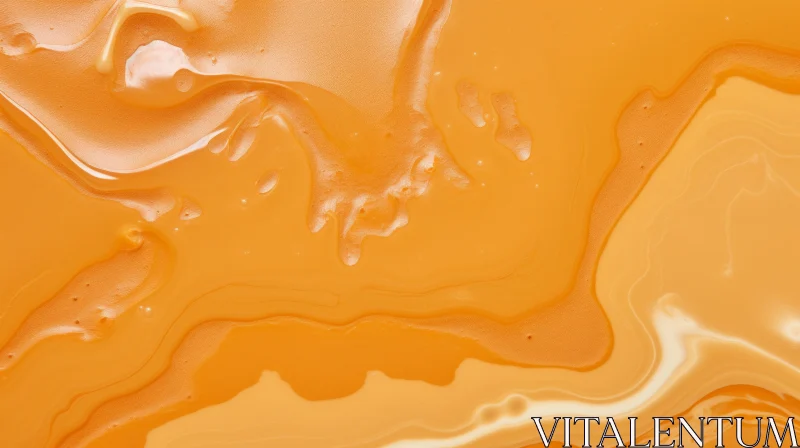 Smooth Orange Liquid with Wavy Surface and Bubbles