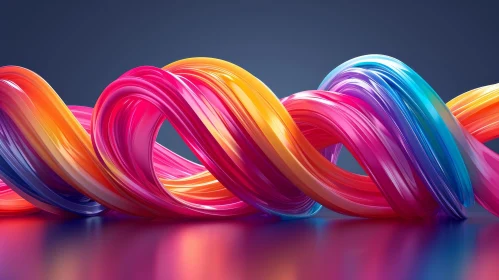 Twisted Multicolored Ribbon 3D Rendering