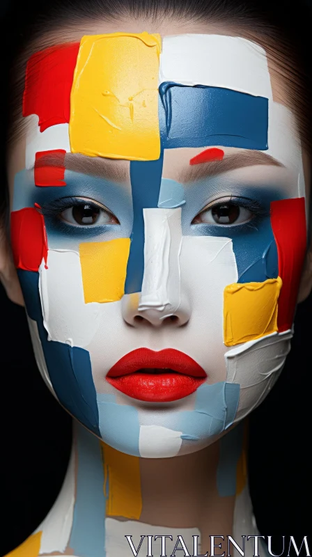 AI ART Vibrant Abstract Makeup Portrait of a Young Woman