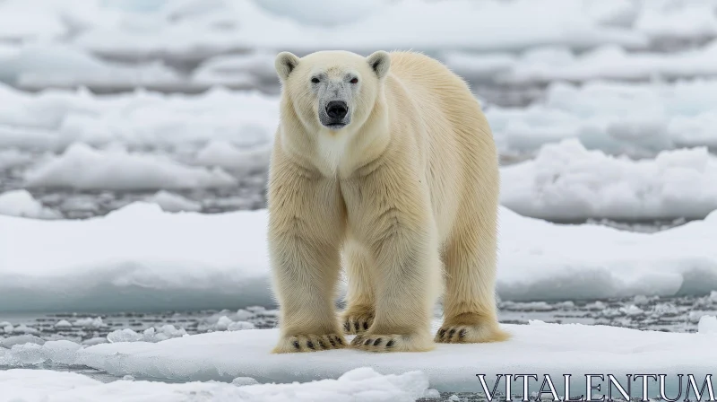 Majestic Polar Bear on Ice Floe in Arctic AI Image