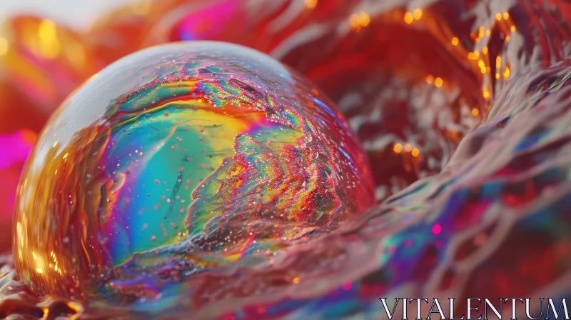 Colorful Liquid Sphere Close-up | Beauty and Mystery AI Image