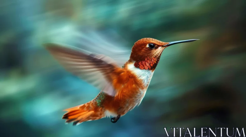 Graceful Hummingbird Flight in Vibrant Colors AI Image