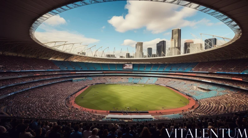Modern Stadium Match Spectators City View AI Image