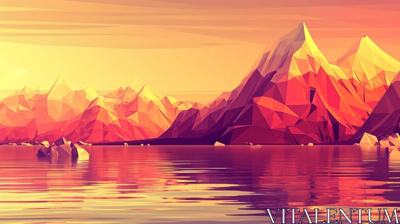 Spectacular Mountain Sunset Landscape AI Image