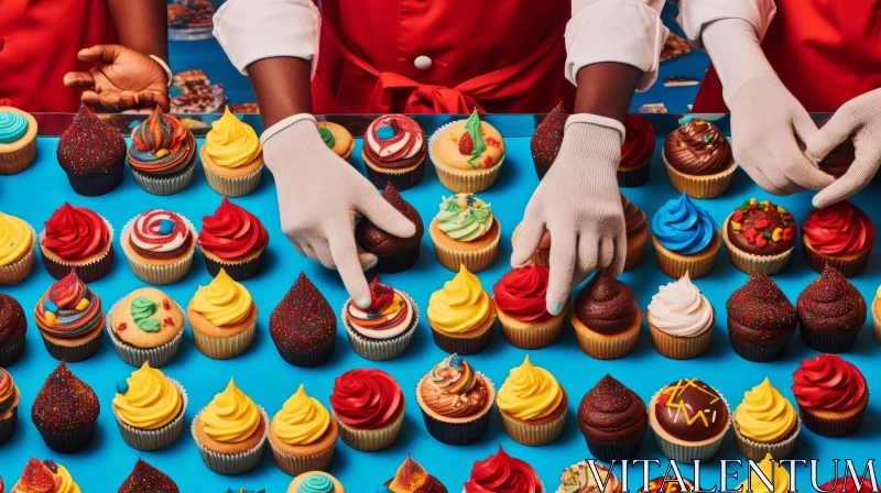 Exquisite Cupcake Display: A Visual Feast of Flavors and Colors AI Image