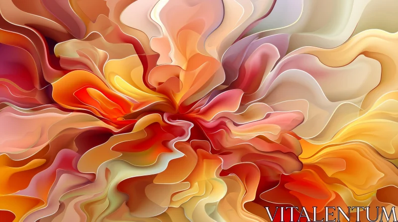 Floral Dream: Abstract Painting in Red, Orange, Yellow, and White AI Image