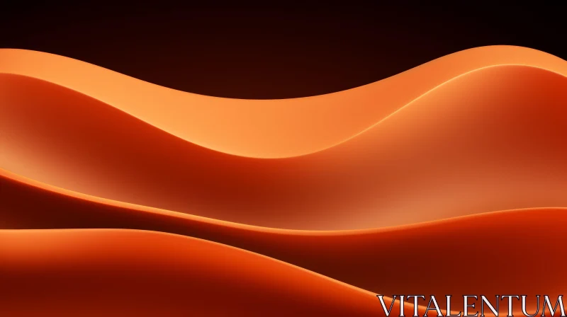 Orange Wavy 3D Shapes on Black Background AI Image