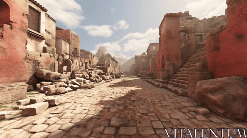 Captivating Ruined Street in Archeological Setting | Unreal Engine AI Image