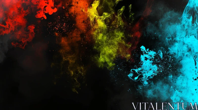 Colorful Smoke Clouds on Dark Background AI Image