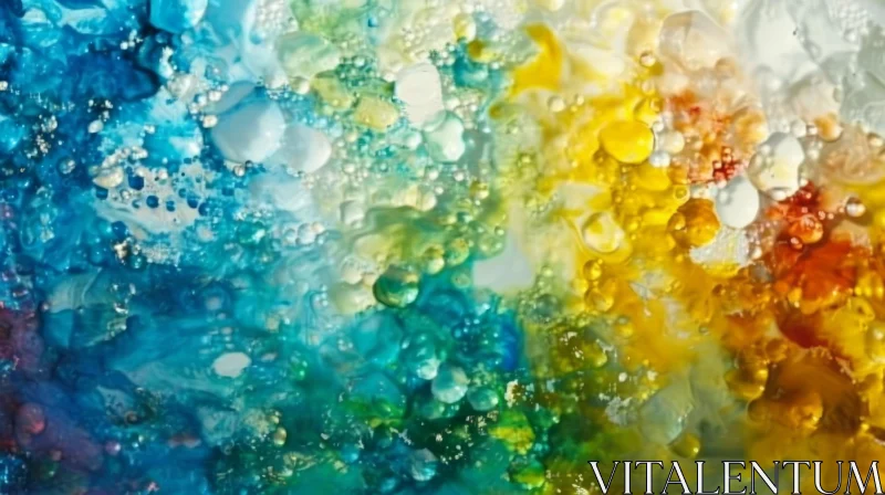 Vivid Abstract Painting with Bubbles and Energy AI Image