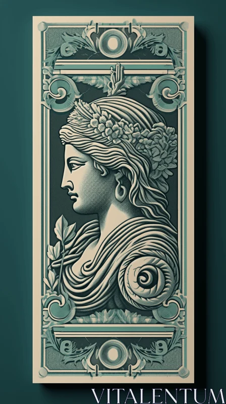 Neoclassical Greek Lady Playing Card - Artistic Design AI Image