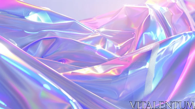Iridescent Fabric Close-up in Rainbow Colors AI Image