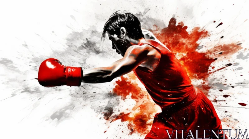 Powerful Boxing Painting in Realistic Style AI Image