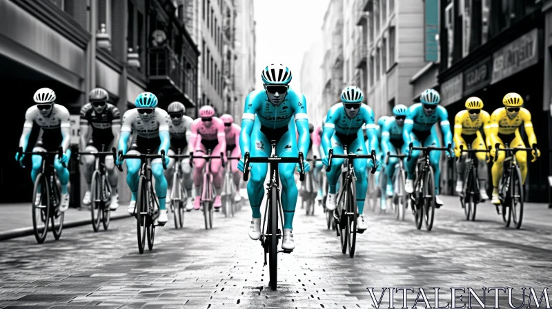 Urban Cyclists Race | City Street Cycling Event AI Image