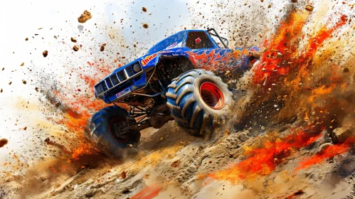 Blue Monster Truck Jump - Mayhem Number 7