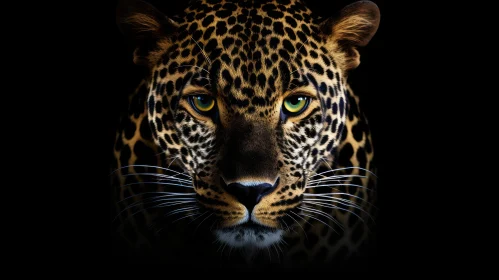 Intense Leopard Close-Up: Piercing Green Eyes and Striking Contrast
