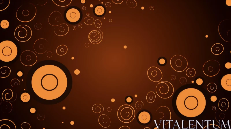 Intricate Brown and Orange Abstract Circles and Spirals AI Image